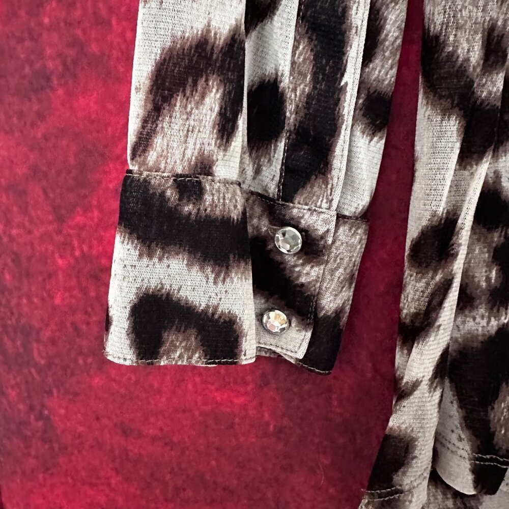 INC INTERNATIONAL CONCEPTS WOMEN'S LONG SLEEVE LEOPARD PRINT BLOUSE, SIZE S-SMAL - Picture 4 of 8